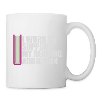 I Work To Support My Reading Addiction Books Logo - Mug - white - Right