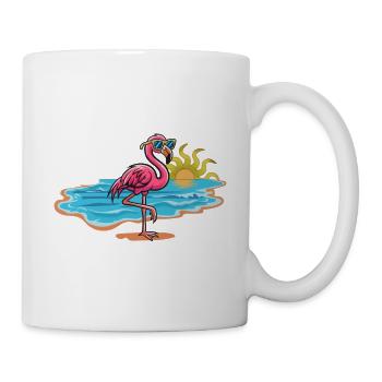 Beach flamingo with sunglasses - Mug - white - Right