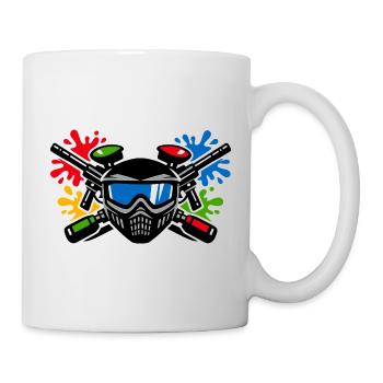 Graffiti-Helm mit Farbspritzer - Tasse - Weiß - Rechts