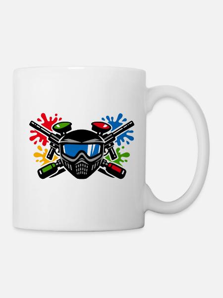 Graffiti-Helm mit Farbspritzer - Tasse - Weiß