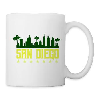 San Diego Skyline Neon Gelb - Tasse - Weiß - Rechts