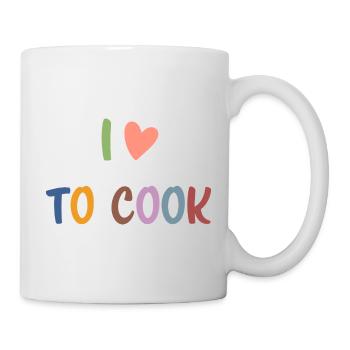 Ich liebe es, bunte Buchstaben zu kochen, süßer Feinschmecker - Tasse - Weiß - Rechts