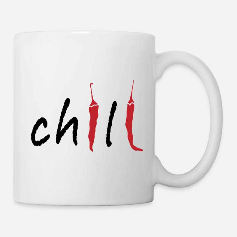 Chili Pepper Minimal Spicy Typografie Lebensmitteldesign - Tasse - Weiß