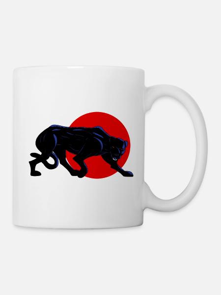 Panthère noire sur cercle rouge - Tasse - Weiß