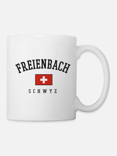 Freienbach Schwyz Schweizer Flagge - Tasse - Weiß