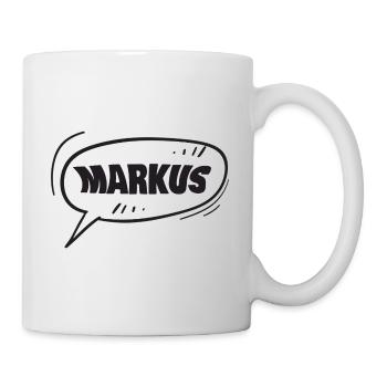 Markus speech bubble cartoon name - Mug - white - Right