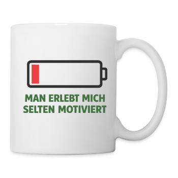 Batterie leer Motivation rar - Tasse - Weiß - Rechts