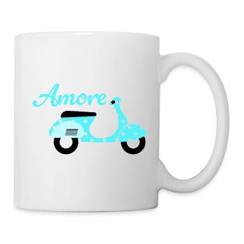 Roller Amore Italien Vintage Retro Dots Punkte Fan - Tasse - Weiß - Rechts