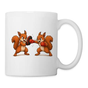 Eichhörnchen Boxtraining Cartoon Motiv  - Tasse - Weiß - Rechts