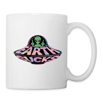 Neon UFO Earth Sucks Alien, Erde - Mug - white - Right