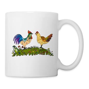Hahn und Henne - Tasse - Weiß - Rechts
