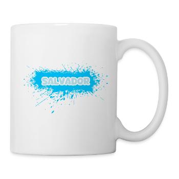 Salvador Blau Splash Schrift - Tasse - Weiß - Rechts