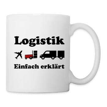 Logistik Silhouette mit rotem Block - Tasse - Weiß - Rechts