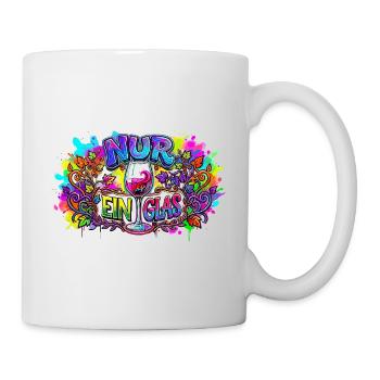 Nur ein Glas – bunte Weinkunst - Tasse - Weiß - Rechts