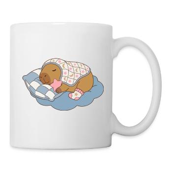 Dreamy Capybara on a  Cloud Blanket - Babywear Art - Mug - white - Right