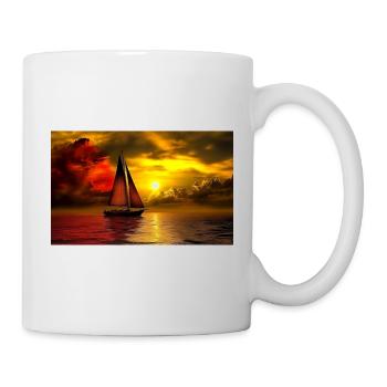 Sailboat at sunset - Mug - white - Right