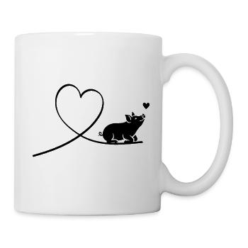 Schwein Herz Silhouette Tierschutz Vegan - Tasse - Weiß - Rechts