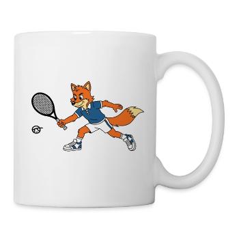 Fox Jannik Mascot playing tennis  - Mug - white - Right