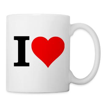 Red heart in black contrast - Mug - white - Right