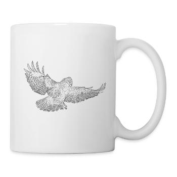 Common buzzard, bird of prey drawn (stylized) - Mug - white - Right