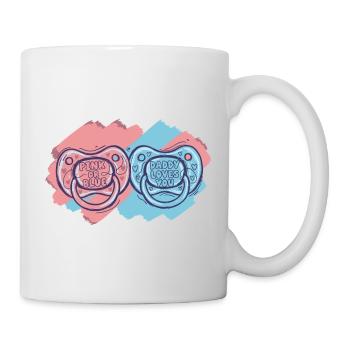Gender Reveal Baby Shower Pink Or Blue Daddy Loves - Mug - white - Right