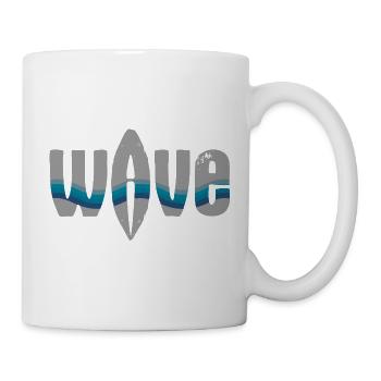 Wave typography with blue ribbons - Mug - white - Right