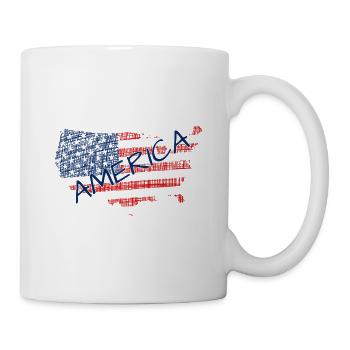 Amerika Flagge Schriftzug - Tasse - Weiß - Rechts