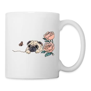 Carlin avec papillon - Mug blanc - blanc - Droite