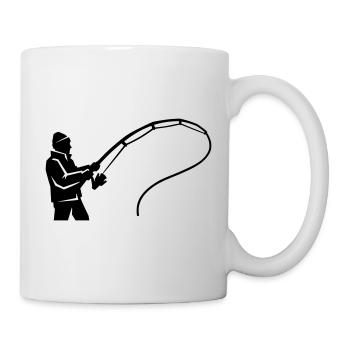 Angler silhouette fishing rod angling club - Mug - white - Right