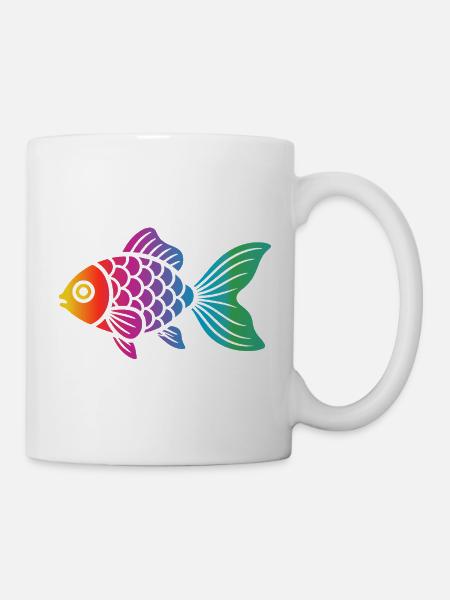 Bunter Fisch | Modernes Meeresmotiv - Tasse - Weiß