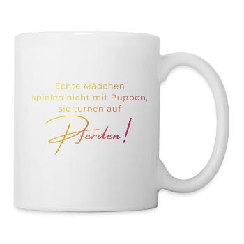 Echte Mädchen turnen auf Pferden – Geschenk Volti - Tasse - Weiß - Rechts