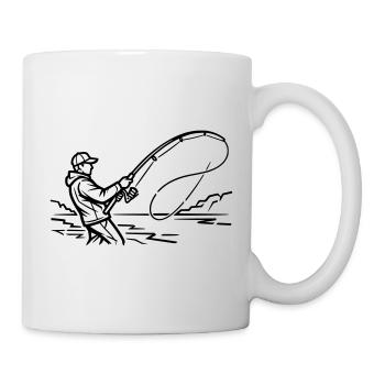 Angler Silhouette Fly Fishing Fishing - Mug - white - Right