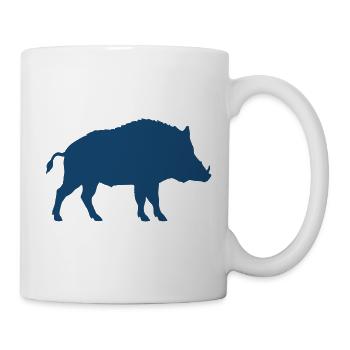 Wildschwein Silhouette Blau - Tasse - Weiß - Rechts
