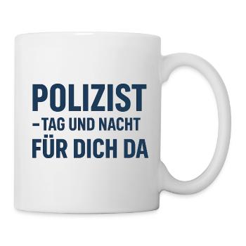 Polizist Tag und Nacht Design - Tasse - Weiß - Rechts