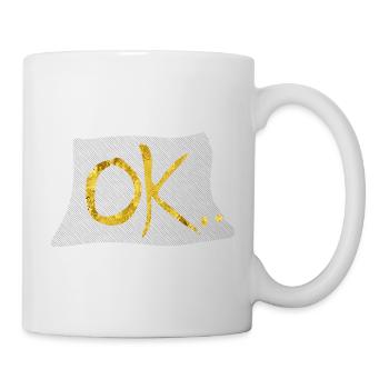 Écriture à paillettes OK Or sur fond noir - Mug blanc - blanc - Droite