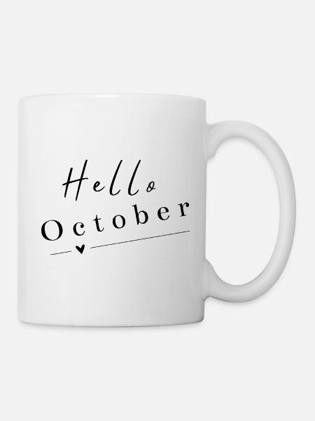 Hello October | Modern Herbst Design - Tasse - Weiß