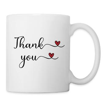 Danke Herztypografie-Geschenk - Tasse - Weiß - Rechts