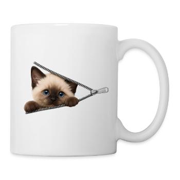 Cute Kitten Zipper Cat - Mug - white - Right