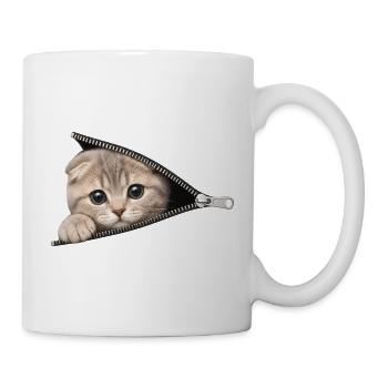 Cute Kitten Zipper Cat - Mug - white - Right