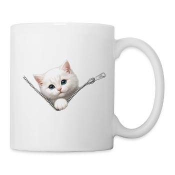 Cute Kitten Zipper Cat - Mug - white - Right