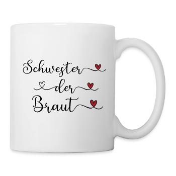 Schwester der Braut niedliches Design mit Herz - Tasse - Weiß - Rechts