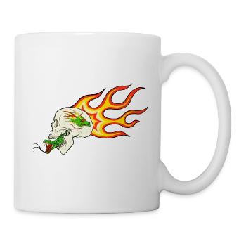 Retro Biker Motiv – Flammendrache & Schlange - Tasse - Weiß - Rechts