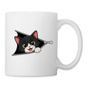 Cute Kitten Zipper Cat - Mug - white - Right