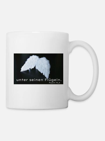 Engelflügel Psalm 91:4 - Tasse - Weiß