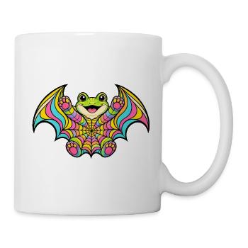 Fröhliche Regenbogenfledermaus - Tasse - Weiß - Rechts