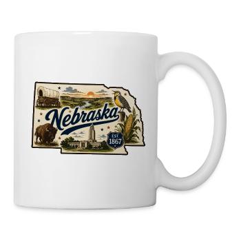 Nebraska Cornhusker State Vintage-Aufkleber - Tasse - Weiß - Rechts