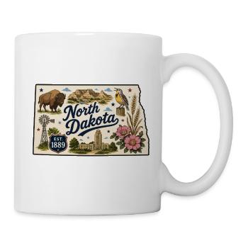 North Dakota Peace Garden State Vintage-Aufkleber - Tasse - Weiß - Rechts