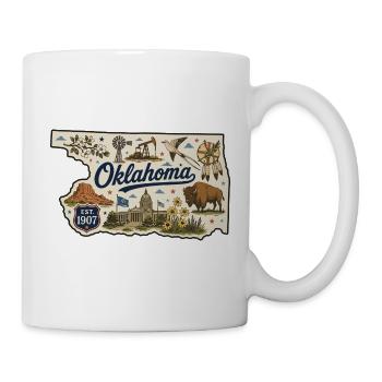 Oklahoma Sooner State Vintage Reiseaufkleber - Tasse - Weiß - Rechts