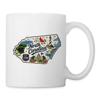 North Carolina Tar Heel State Vintage Sticker - Mug - white - Right