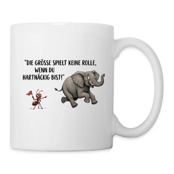 Die Größe spielt keine Rolle - Tasse - Weiß - Rechts